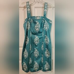 Jones New York Green and White Sleeveless Mini Sundress